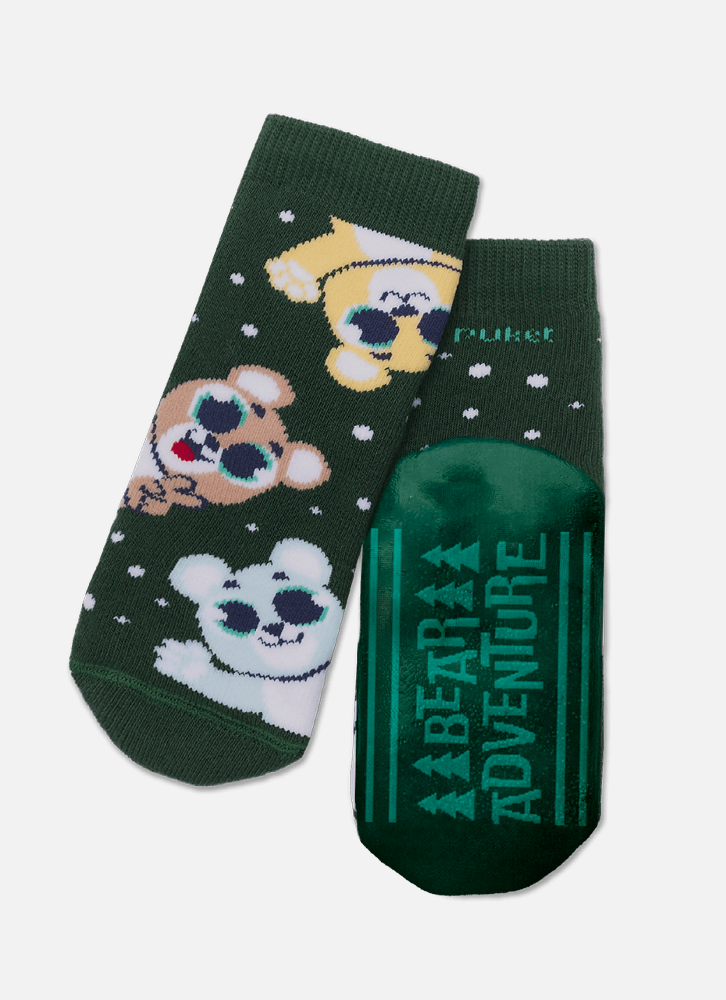 Meia-Soquete-Com-Sola-Emborrachada-Bebe-Menino-Urso-Polar