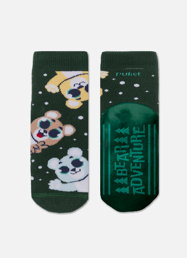 Meia-Soquete-Com-Sola-Emborrachada-Bebe-Menino-Urso-Polar