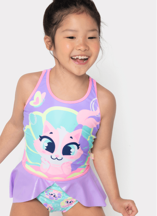 Maio Com Proteção Solar Menina 1/2 Anos Gata Sereia