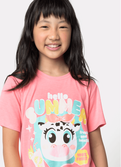 Pijama Manga Curta Viscolycra Menina Teen Vaca Summer