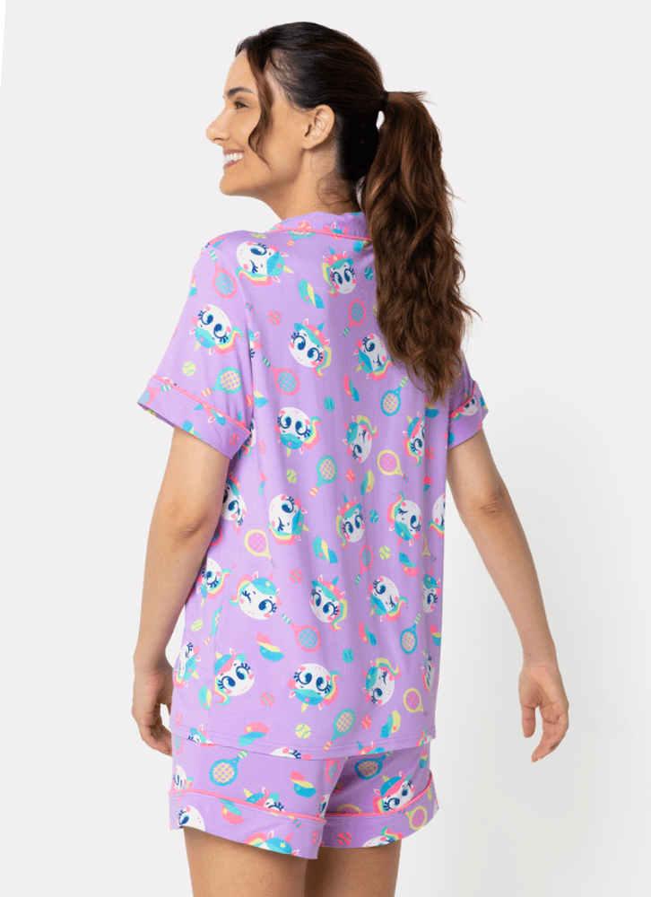 Pijama-Manga-Curta-Viscose-Feminino-Unicornio-Tenis