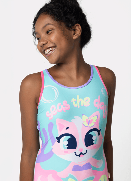 Maio com Proteção Solar Menina Teen Gata Sereia