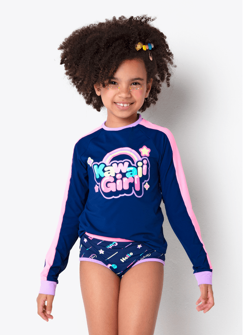 Conjunto Camiseta e Calcinha Menina Teen Unicórnio Kawaii
