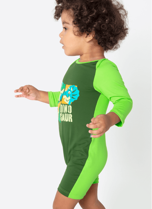 Macacão Manga Longa Microfibra Bebê Menino Dino Trio