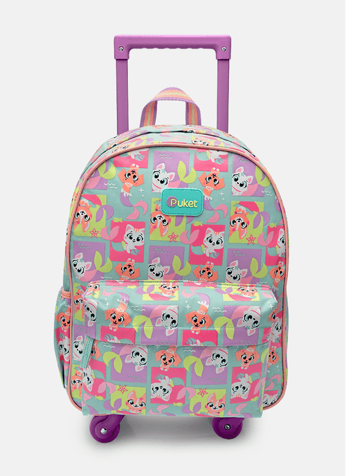 Kit Mochila com Rodinha e Lancheira Pet Sereia