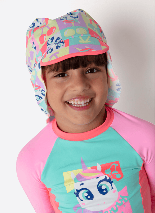 Chapéu com Proteção Solar Menina Unicórnio Cherry