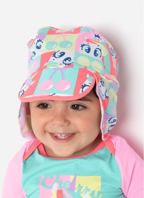 Chapéu com Proteção Solar Bebê Menina Unicórnio Cherry