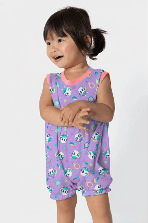 Macacão Regata Algodão Bebê Menina Unicórnio Tênis