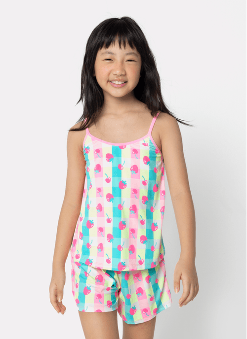 Pijama Regata Microfibra Menina Teen Morangos