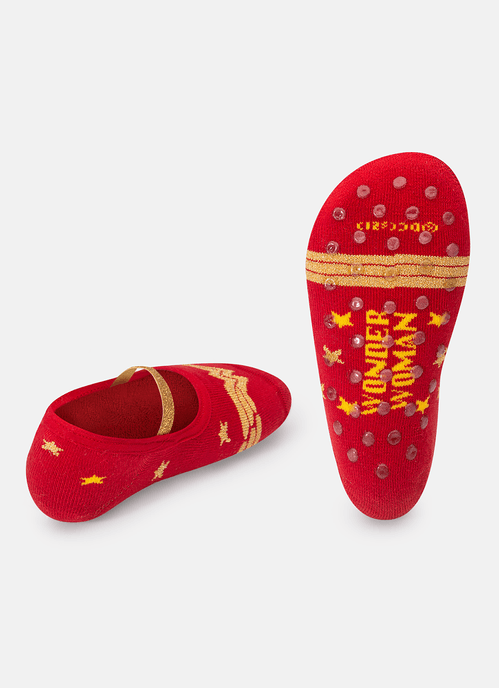 Meia Menina Sapatilha Com Antiderrapante Mulher Maravilha