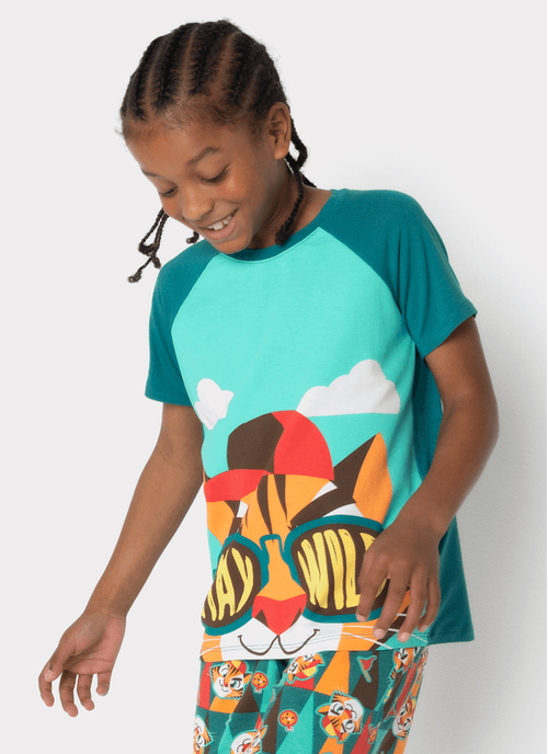 Pijama Manga Curta Viscolycra Menino Tigre Camping