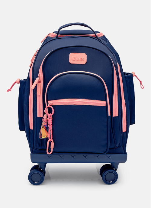 Mochila com Rodinha 360 Azul Marinho e Rosa