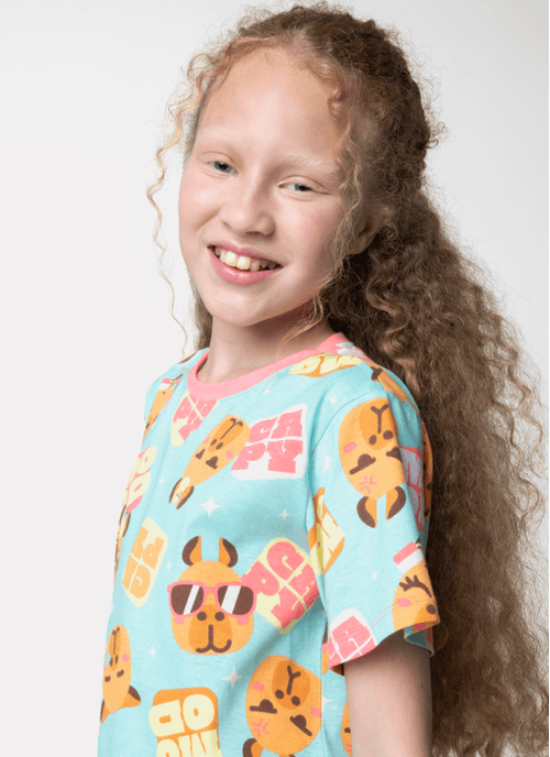 Camisola Manga Curta Algodão Menina Teen Capy Bora