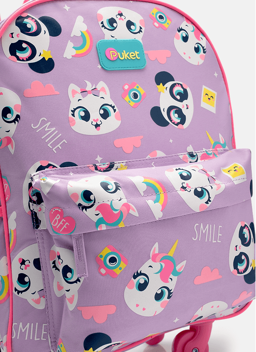 Mochila com Rodinha Média Multibichos Best Friend