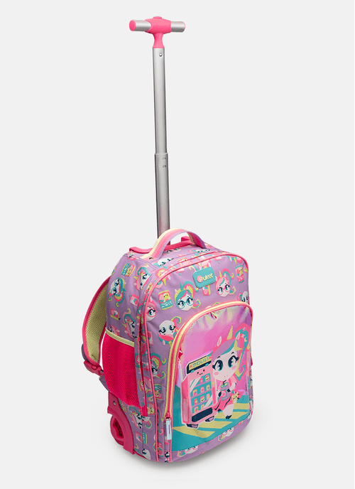 Mochila com Rodinha Grande Holográfica Unicórnio Kawaii