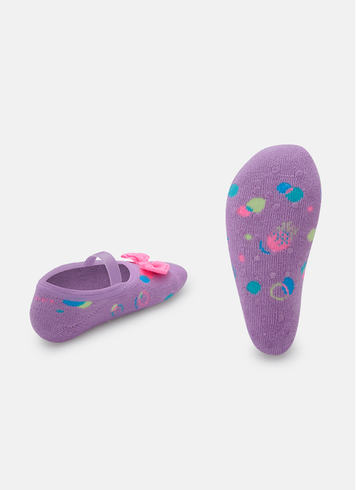 Meia Sapatilha Antiderrapante Bebê Menina Geométrica