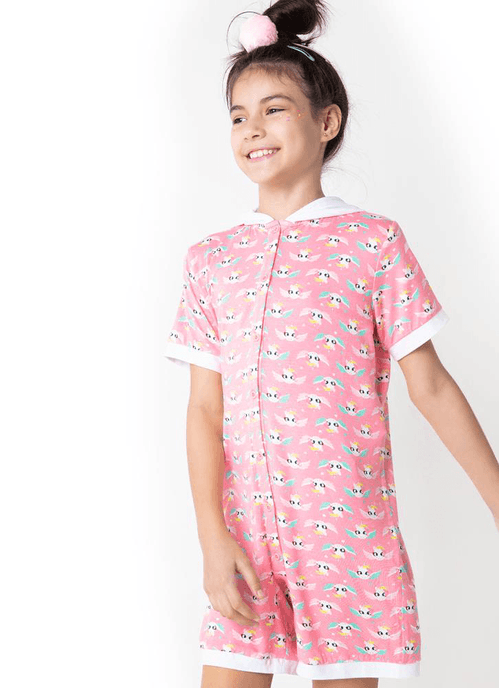 Macacão Manga Curta Menina Teen Unicórnio