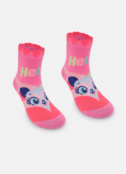 Meia Soquete Bebê Menina Panda Romântico