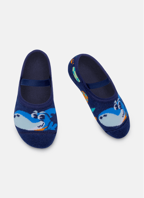 Meia Sapatilha Antiderrapante Bebê Menino Tubarão Futevôlei