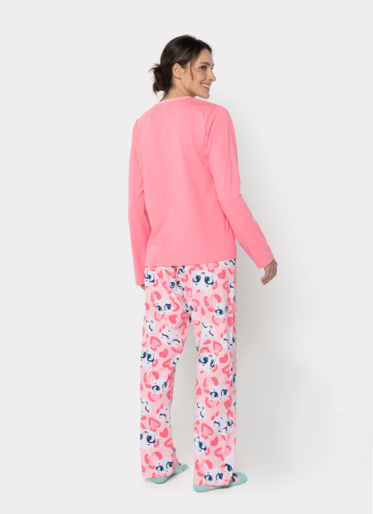 Pijama-Manga-Longa-Feminino-Gata