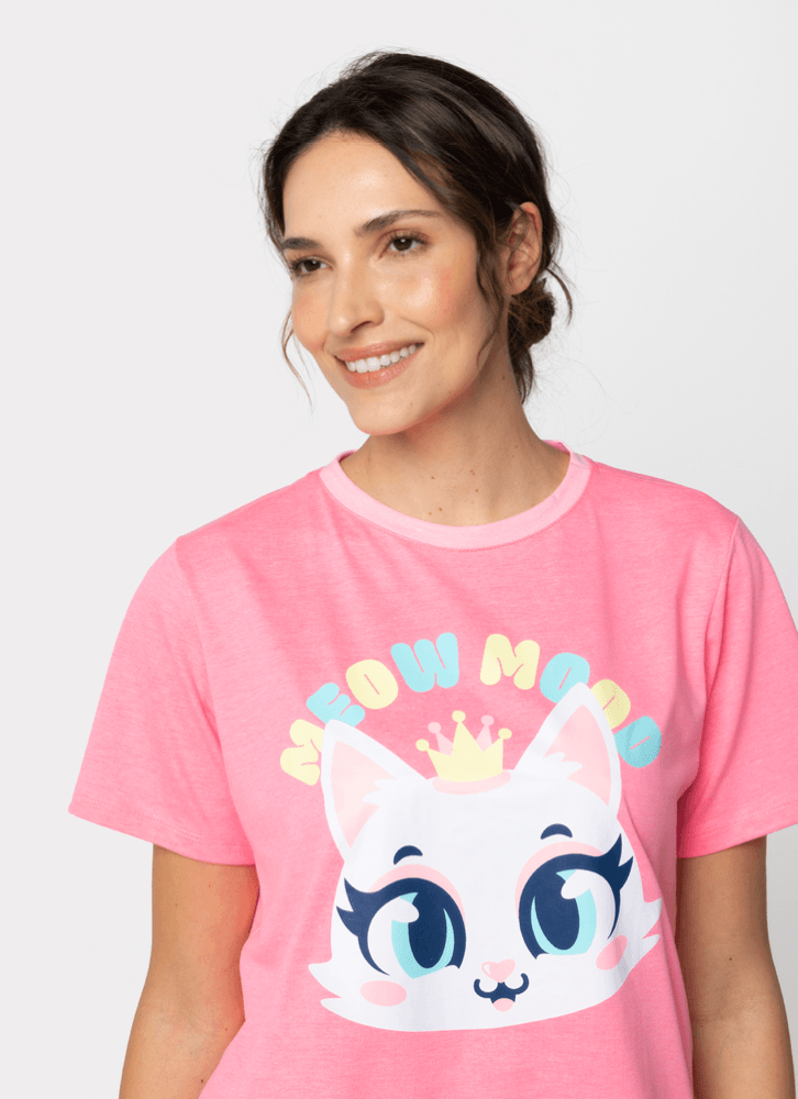 Pijama-Manga-Curta-Feminino-Gata