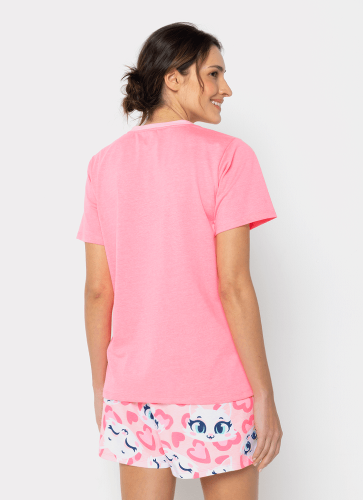 Pijama-Manga-Curta-Feminino-Gata