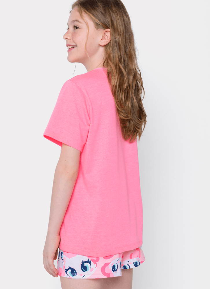Pijama-Manga-Curta-Menina-Teen-Gata