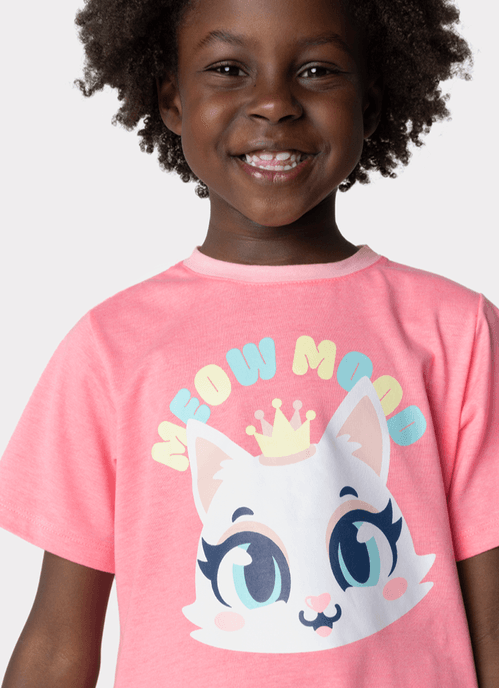 Pijama Manga Curta Menina Gata