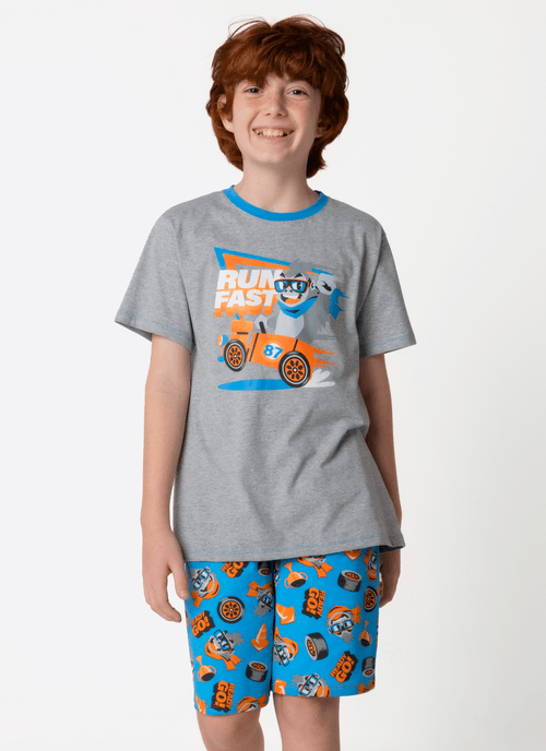 Pijama Manga Curta Menino Teen Gorila Racing