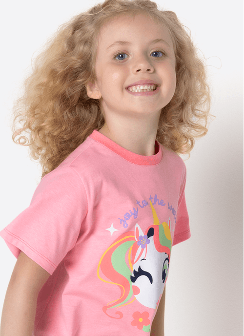 Camisola Manga Curta Menina Unicórnio Encantado