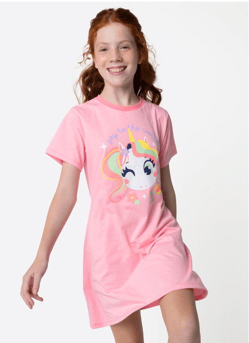 Camisola Manga Curta Menina Teen Unicórnio Encantado