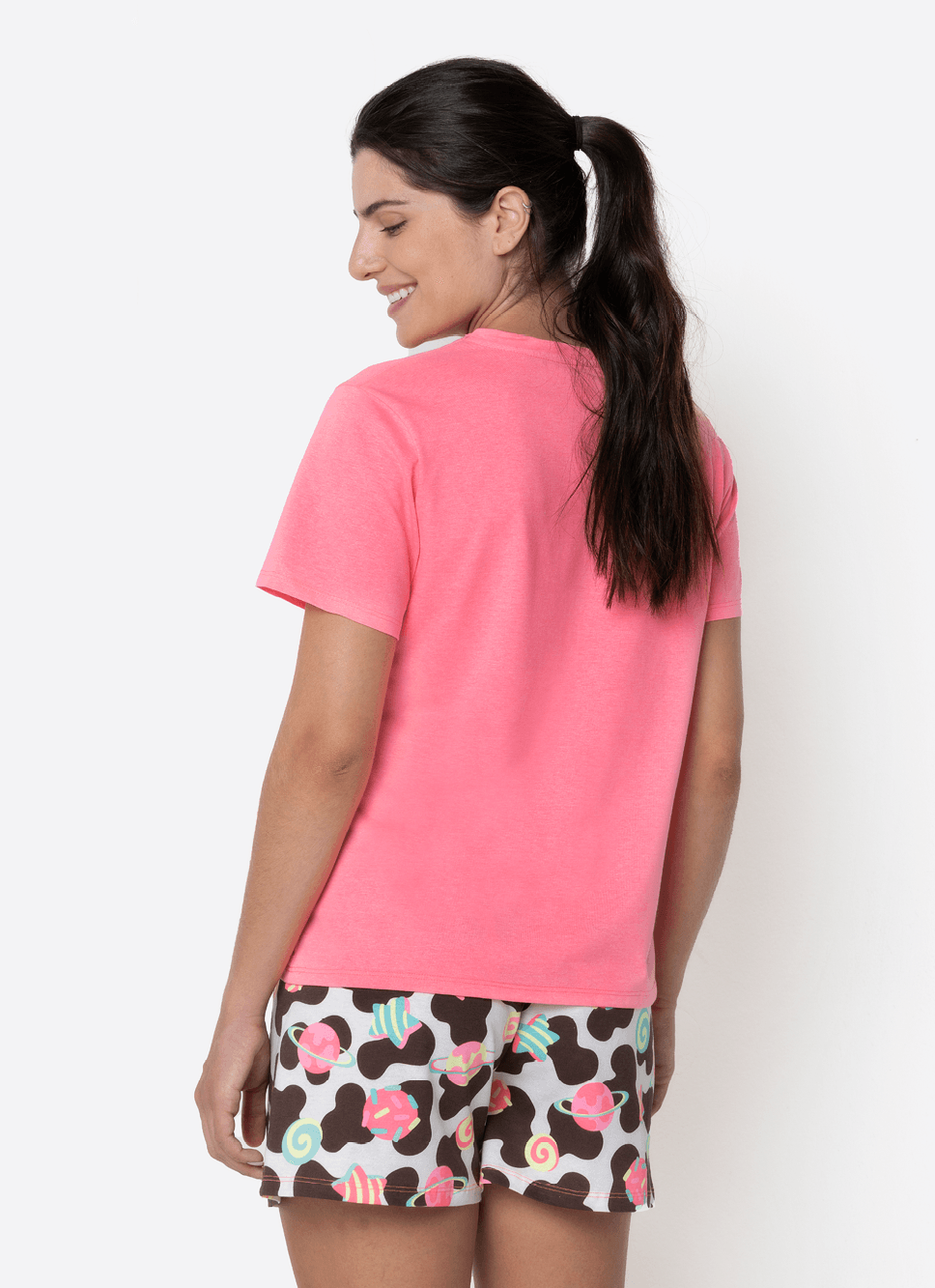 Pijama-Manga-Curta-Feminino-Vaca-Chocolate