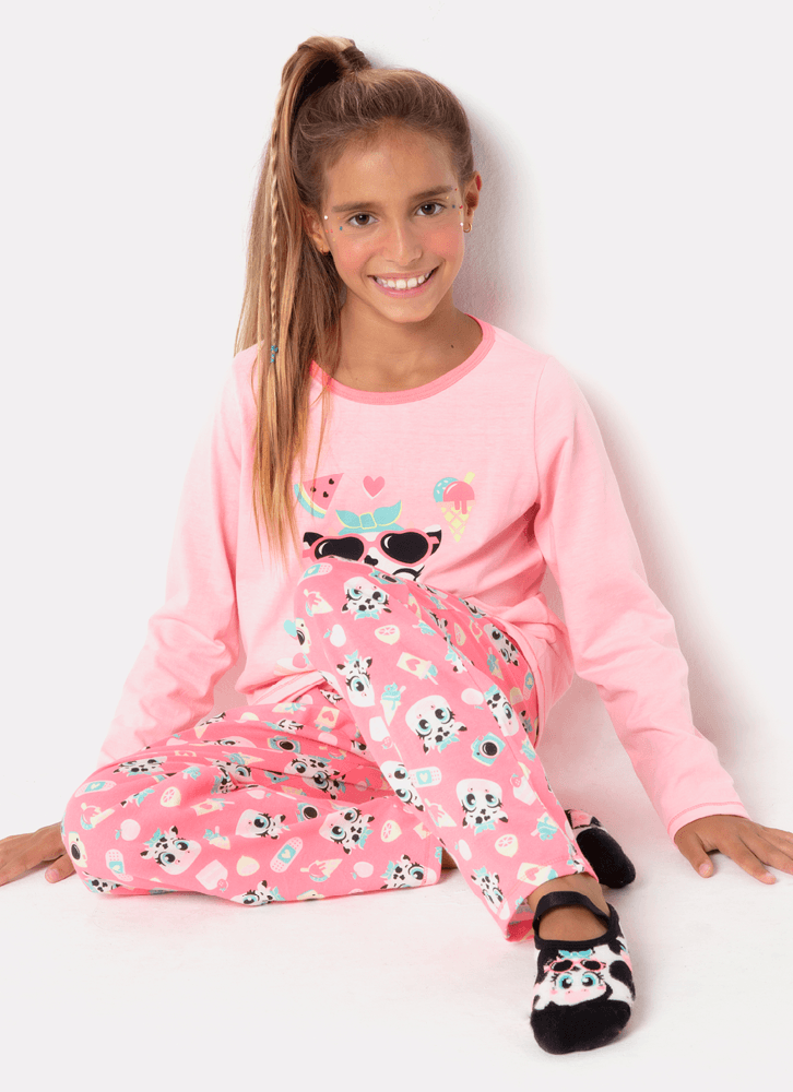 Pijama-Manga-Longa-Menina-Teen-Vaca