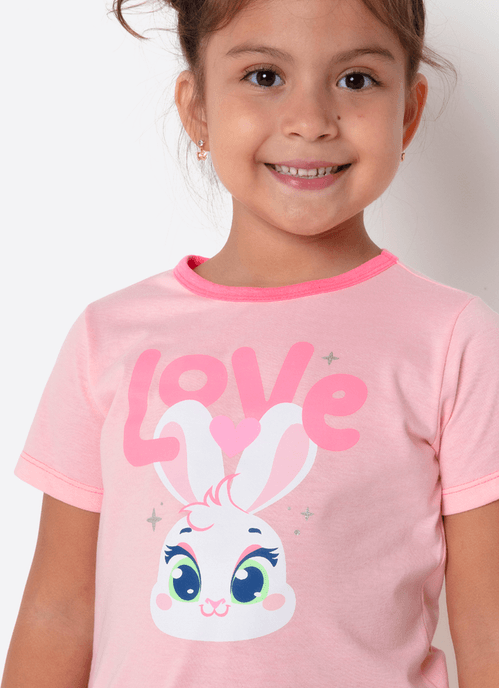 Pijama Manga Curta Menina Coelha Romântica