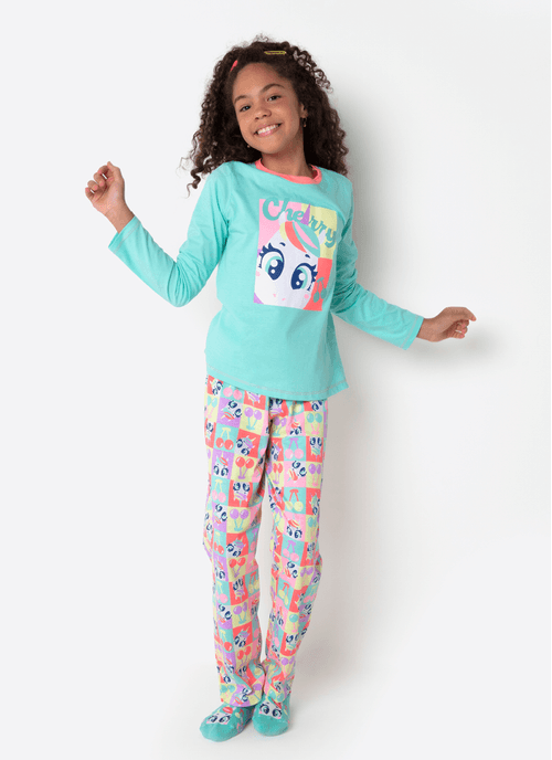 Pijama Manga Longa Menina Teen Unicórnio Cherry