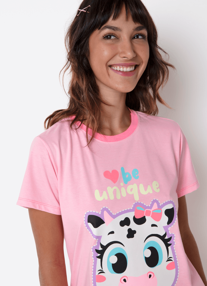 Pijama-Manga-Curta-Feminino-Vaca-Patches