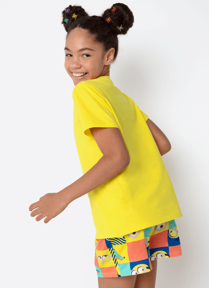 Pijama-Manga-Curta-Menina-Teen-Minions