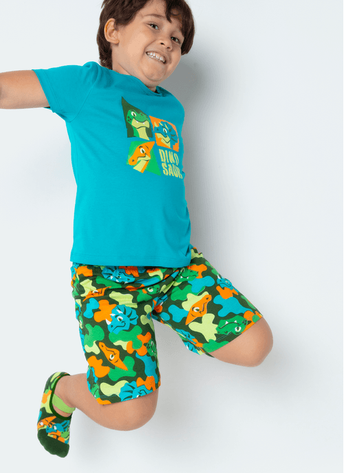 Pijama Manga Curta Menino Dino Trio