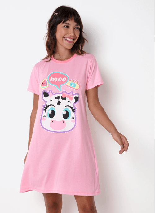Camisola Manga Curta Feminina Vaca Patches