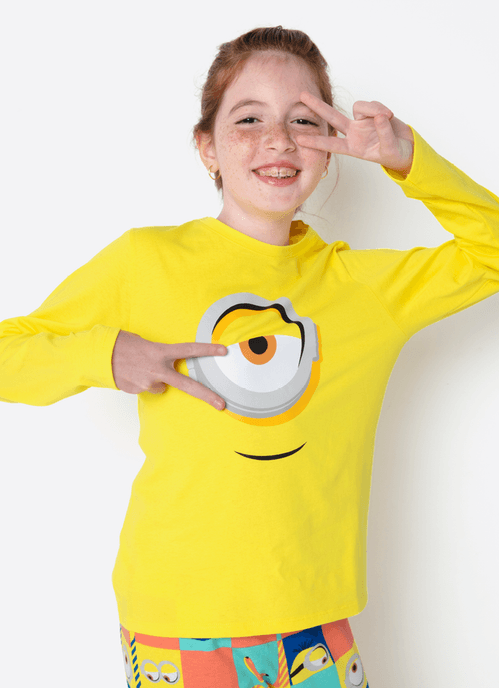 Pijama Manga Longa Menina Teen Minions