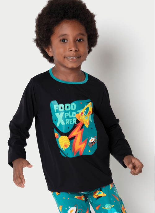 Pijama Manga Longa Menino Space Food