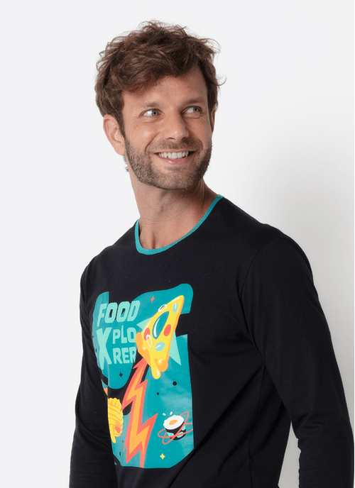 Pijama Manga Longa Masculino Space Food