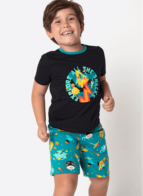 Pijama Manga Curta Menino Space Food