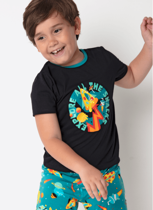 Pijama Manga Curta Menino Space Food