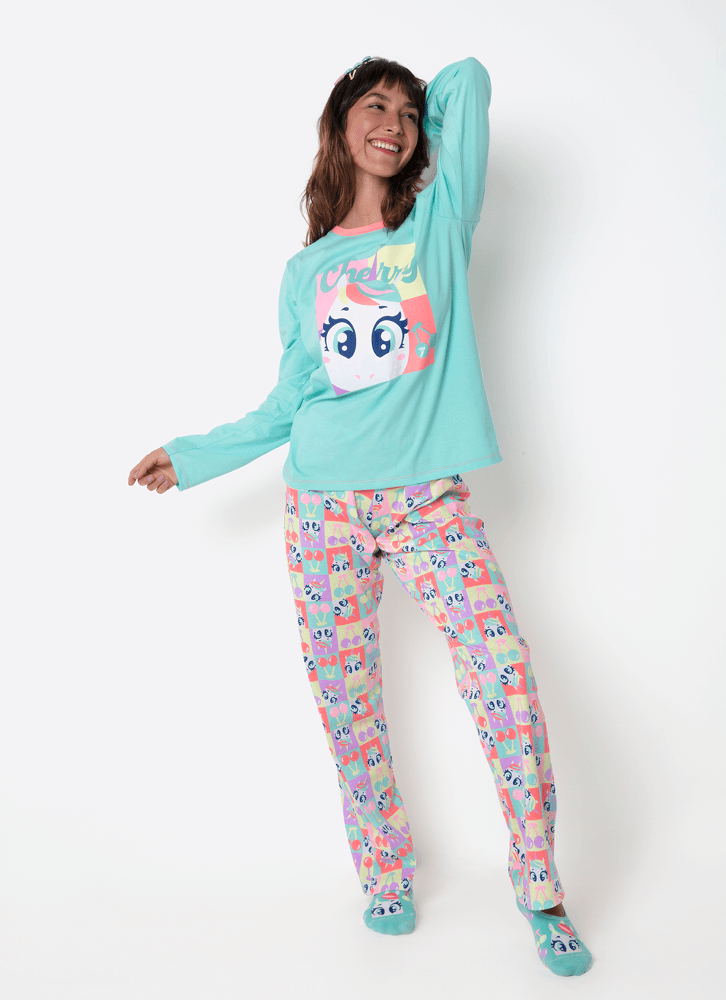Pijama-Manga-Longa-Feminino-Unicornio-Cherry