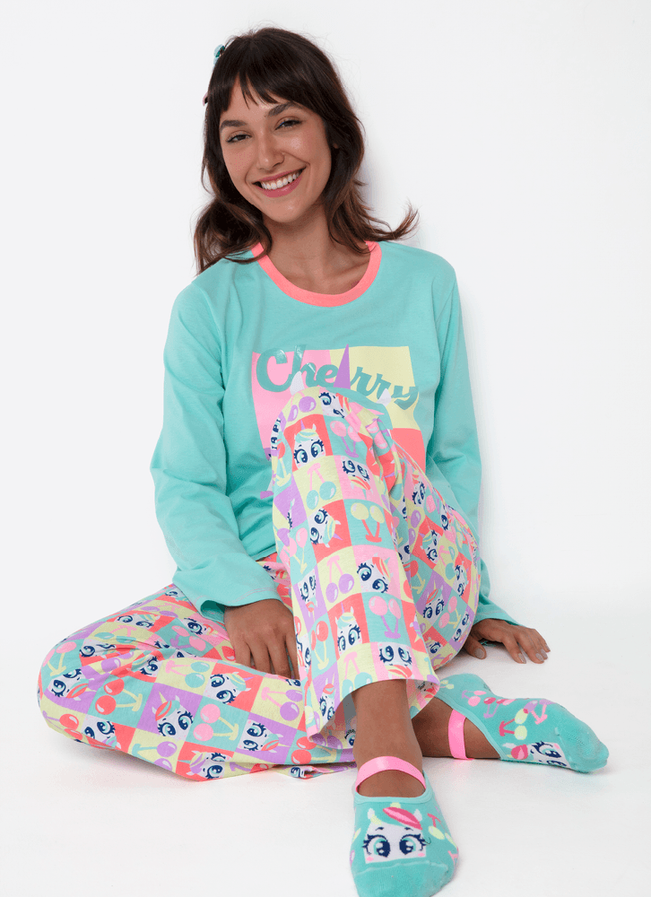 Pijama-Manga-Longa-Feminino-Unicornio-Cherry