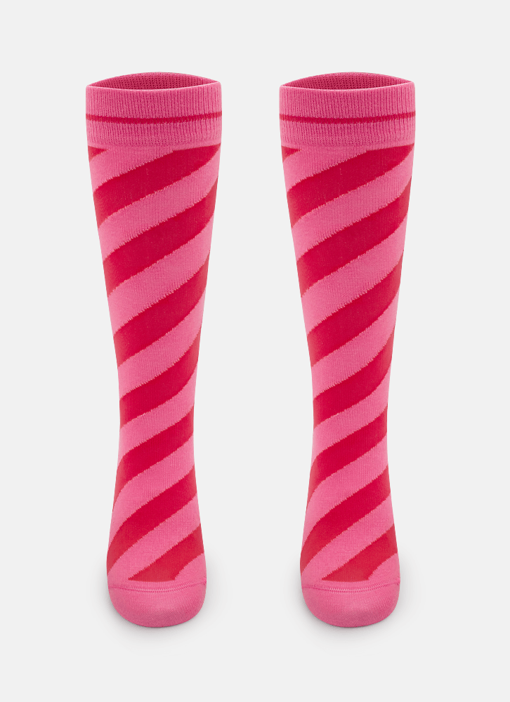 Meia-Cano-3-4-Menina-Listrada-Rosa