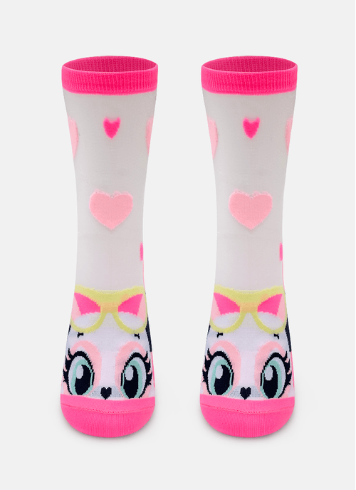 Meia Soquete Transparente Menina Panda Romântico