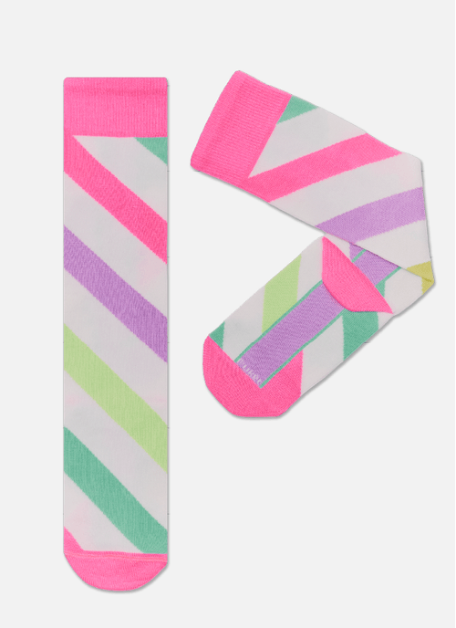 Meia Cano 3/4 Menina Listrada