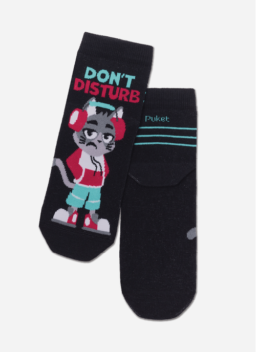 Meia Cano Curto Menino Teen Gato